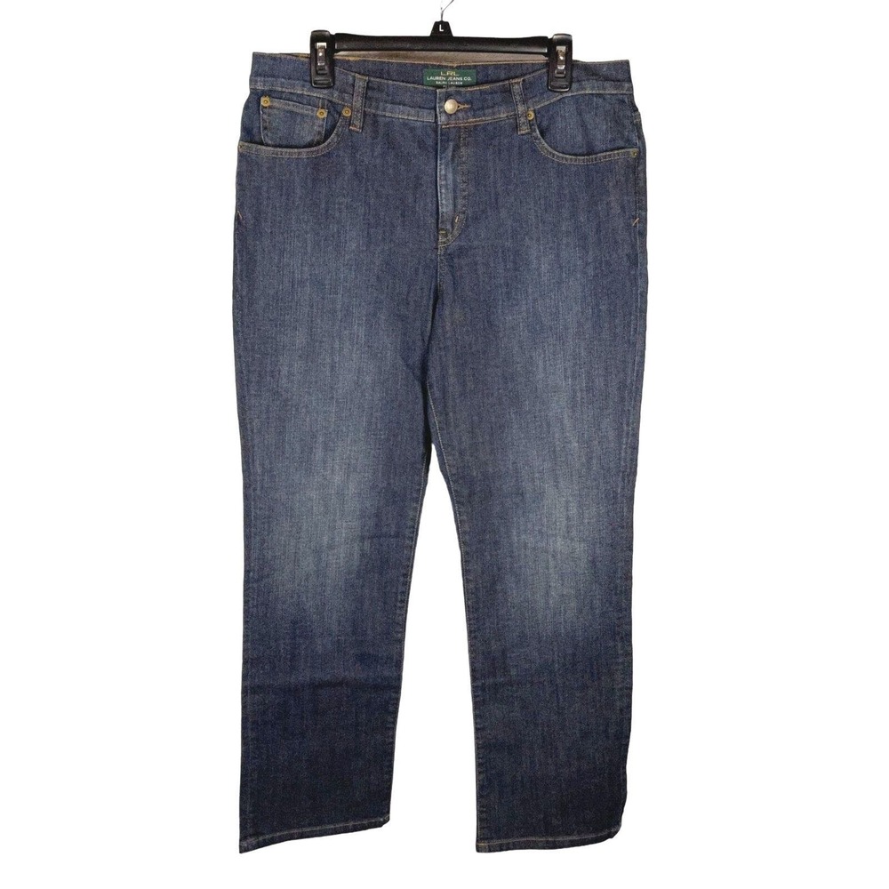 Ralph Lauren LRL Womens Size 14P Petite Classic Straight Jeans High Rise Blue